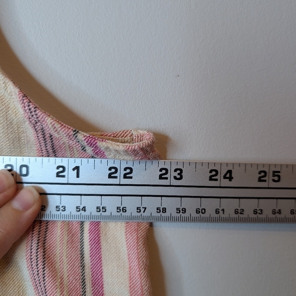 Maurices 0X Striped Pink Beige Tan 1/4 Button Collared Tank Top Blouse - Picture 8 of 8
